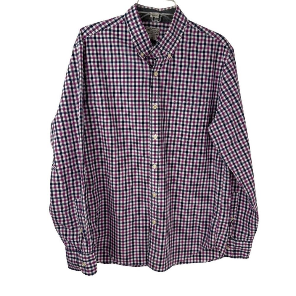 Tailored by J. Crew Factory Plaid Slim Button Down Shirt Business Casual Men's L